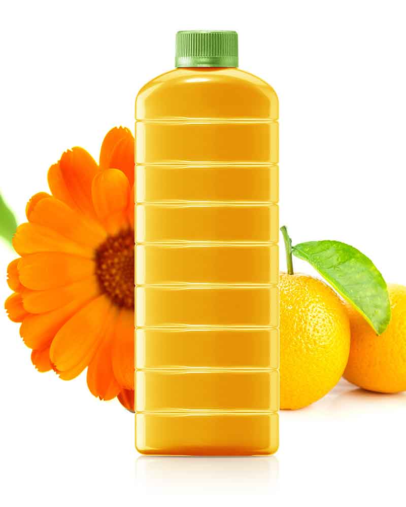 装满橙汁的生物塑料瓶/混炼系统