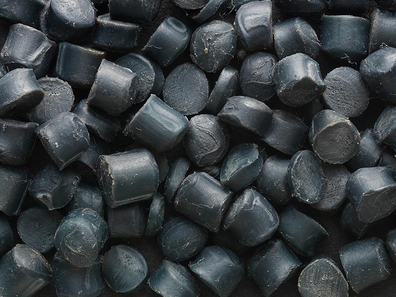Black pellets from a rubber compounds compounding process