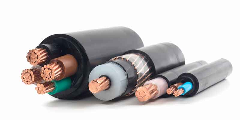Cable chunks representing silane crosslinked cable compounding technology Cable chunks with different cable insulation mass layers representing the varity of silane crosslinked cable compounding technology by BUSS.