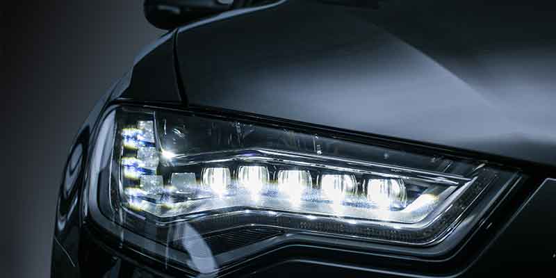 Details of a car headlamps made of Polycarbonate (PC)