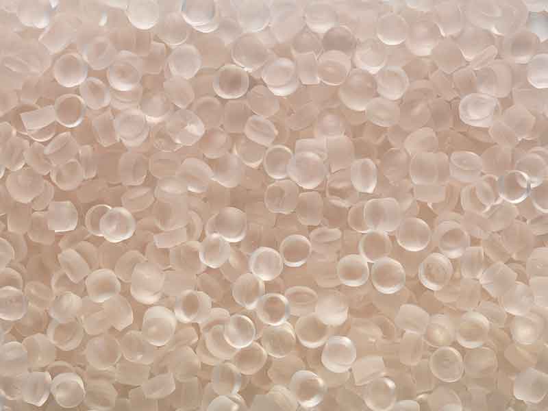 Pinkish granules from a PVC-P compounding machinery